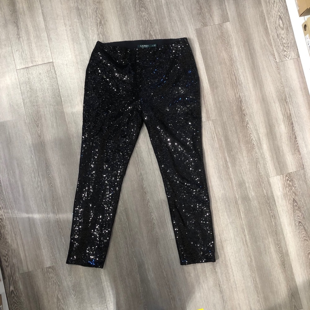 NWOT Lauren Ralph Lauren black sequin pants size 6